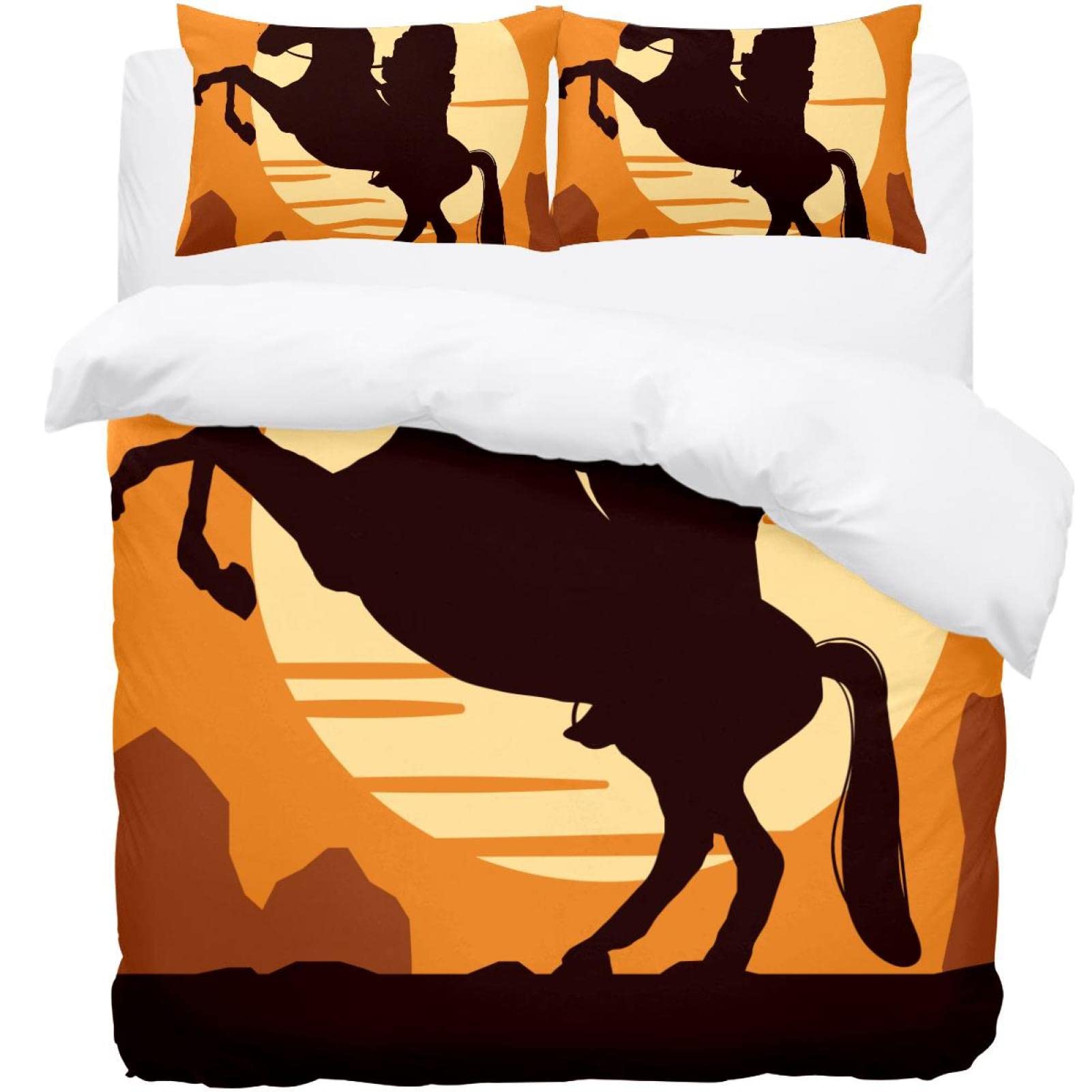 Parure de lit silhouette de cowboy avec housse de couette douce et taies