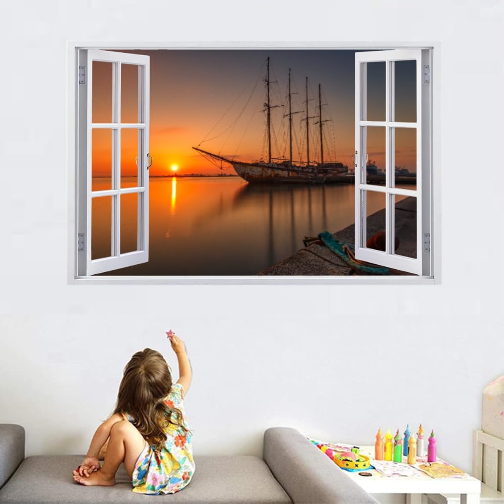 Adesivi Decorativi Da Parete Barca Tatuaggio Fracassato Del Manifesto Smontabile Di Arte Decalcomanie Da Muro In Vinile Per La Decorazione Compleanno Matrimonio 110x70cm