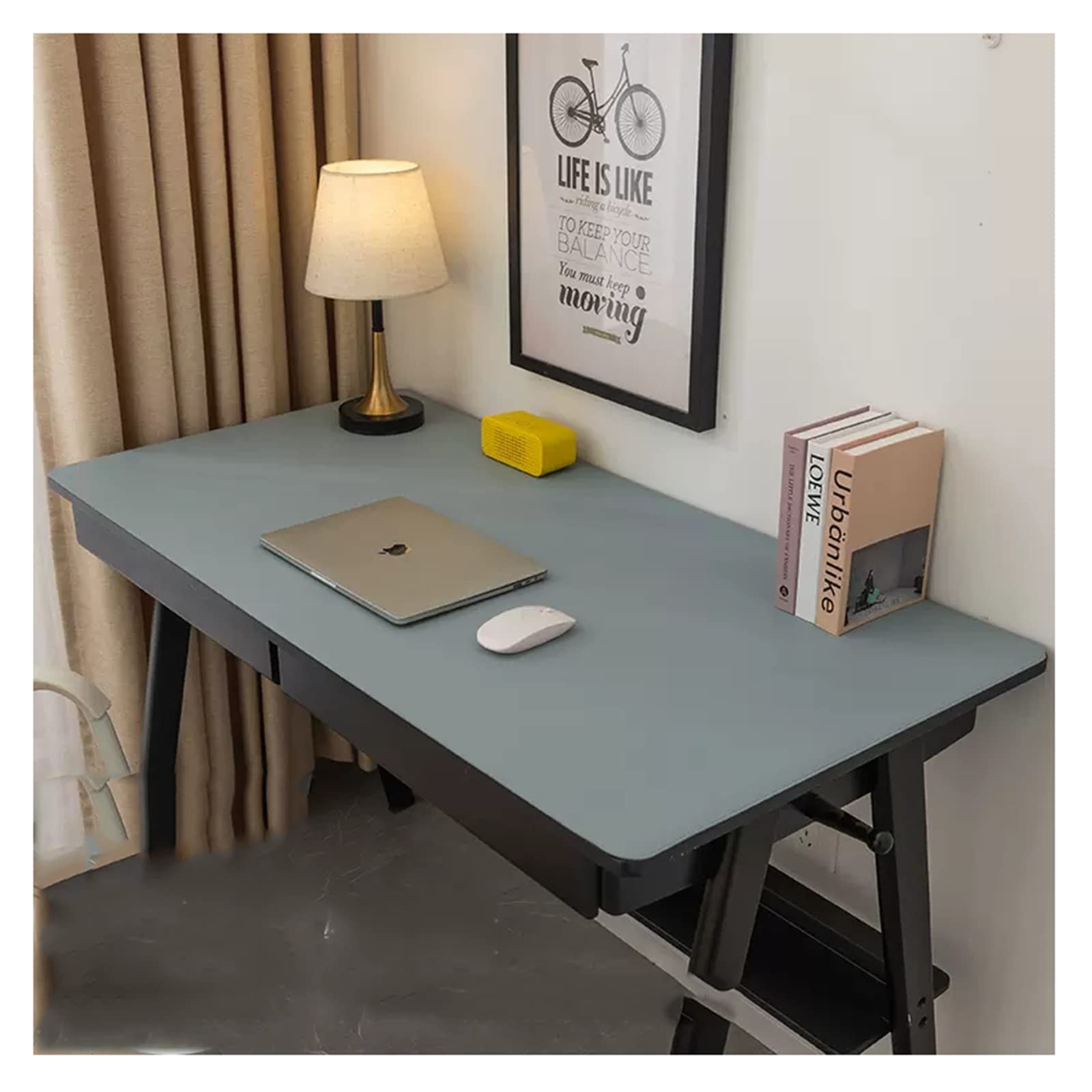 Leather Desk Pad Large, Desk Mouse Pad Extra Large, Simple Style Leather Table Mat, PU Leather Desk Protector Mat, Faux Leather Writing Pad for Desk for Home, Office, Decor (Size:50*100cm,Color:Gray)