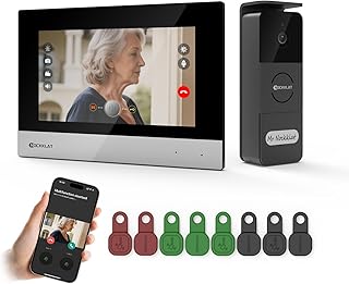 Video Türsprechanlage 2-Draht Polaritätsunabhängig, 7 Zoll Touchscreen, TUYA App Fernzugriff, RFID Karten für Haustür & Garage, HD Kamera, Nachtsicht, Keine monatliche Gebühren, SD bis 128GB