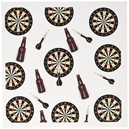 3dRose Set of 12 Greeting Cards, Print of Cute Repeat Pattern of Dart Board and Beer (gc_182537_2)