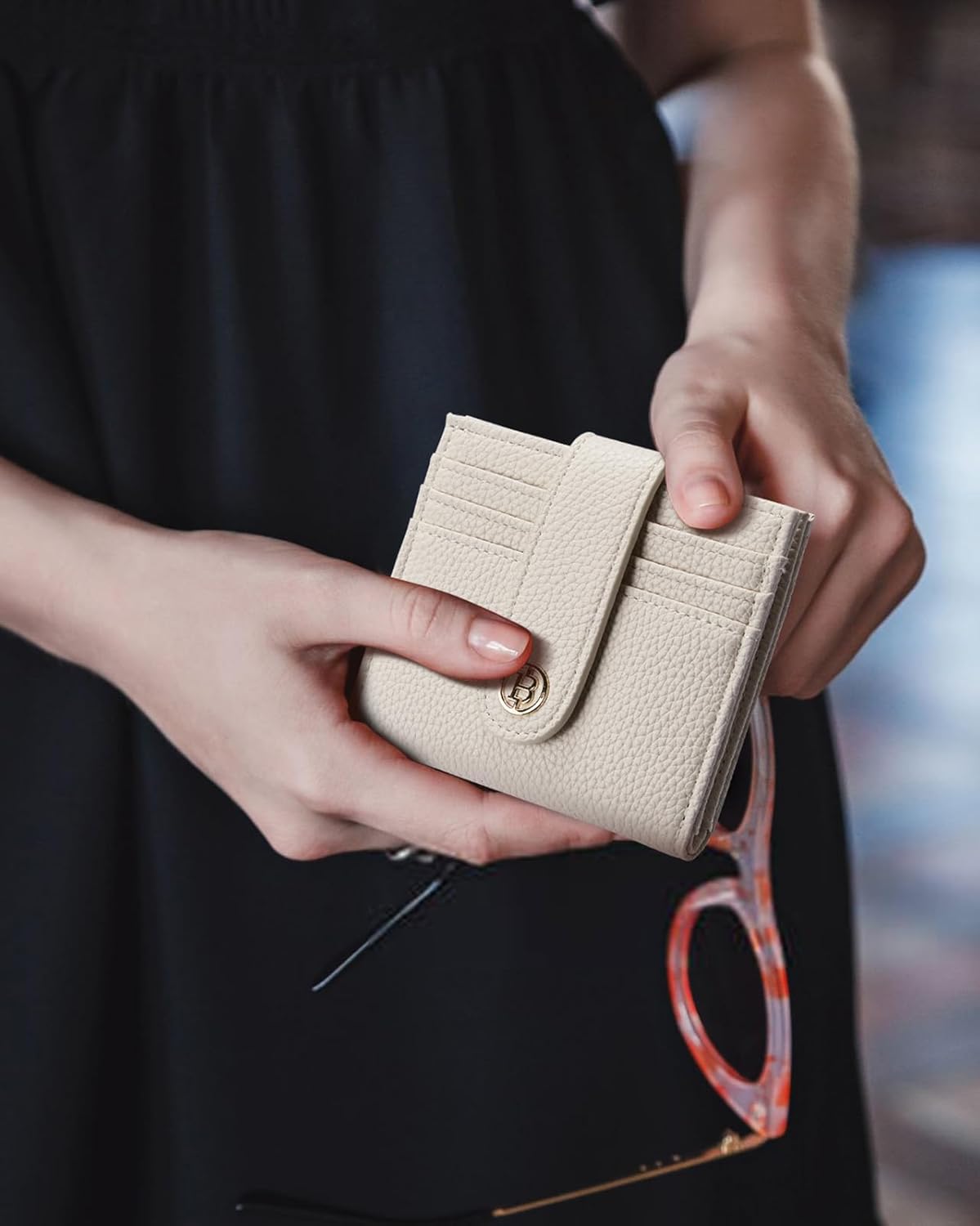 BOSTANTEN Slim Wallet for Women Small RFID Blocking Credit Card Holder Leather Bifold Wallets with Zipper Coin Pocket Beige - Image 6