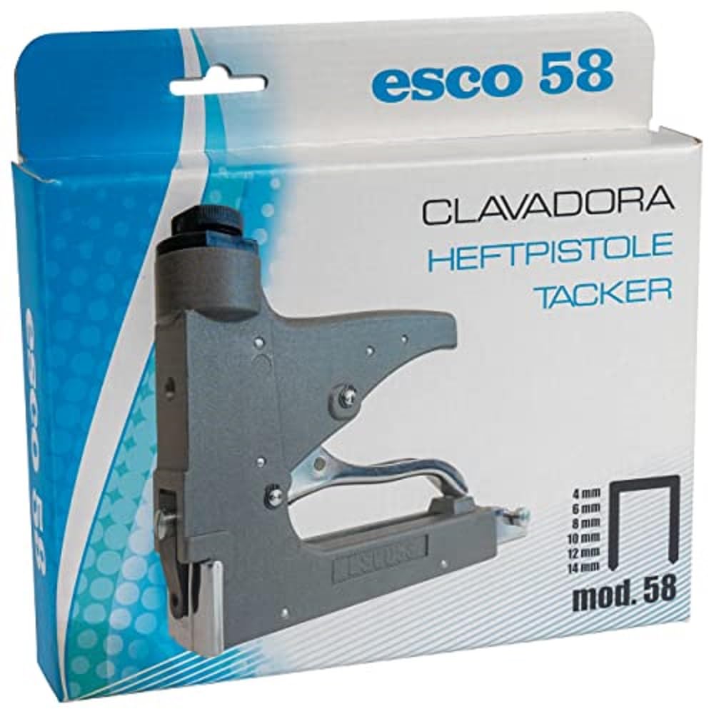 Esco 58 - Grapadora manual para tapicería, resistente con palanca de tracción, para grapas tipo 58, 4-14 mm