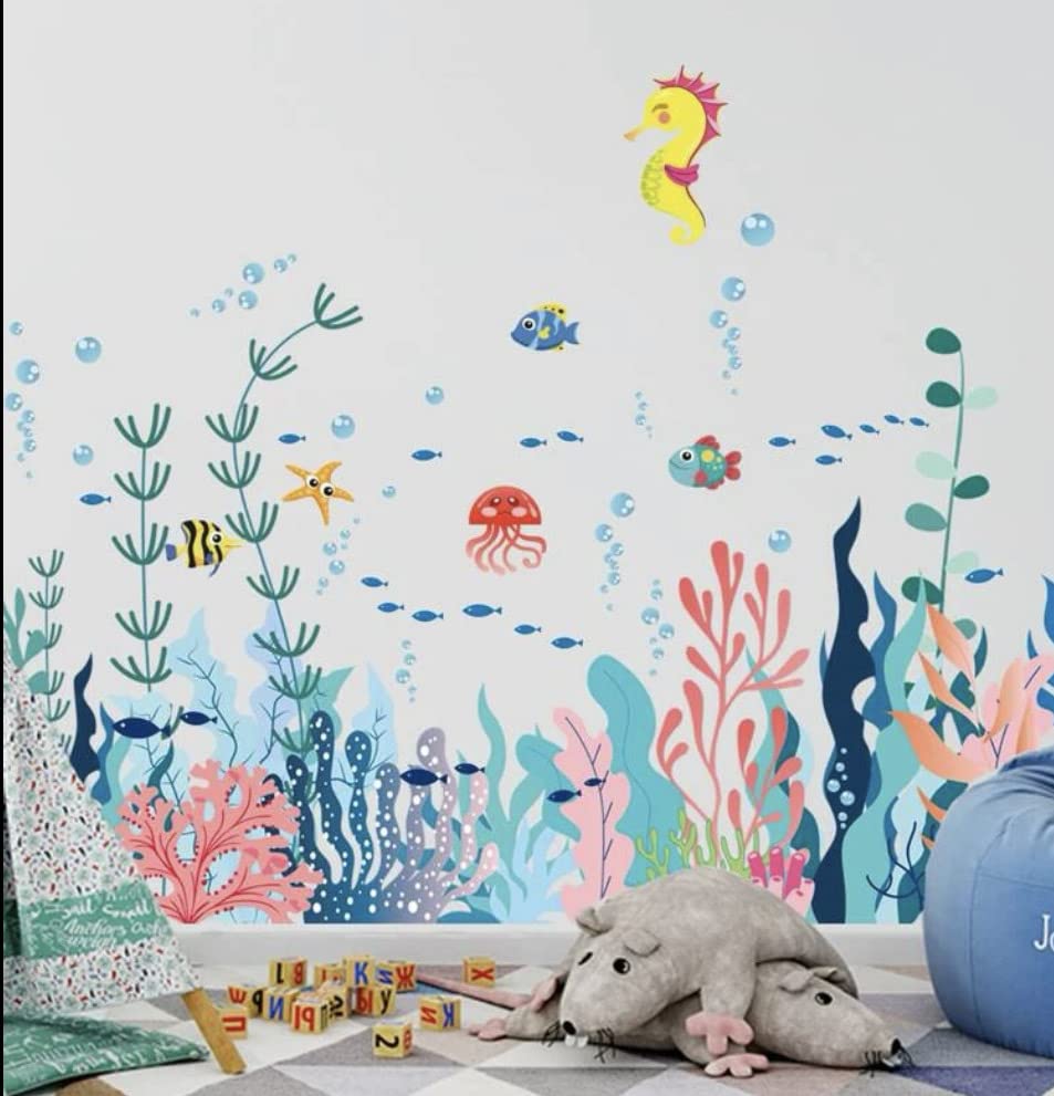 Seaweed World Wall Stickers DIY Seaplants Fish Wall Decals for House Kids Rooms Baby Bedroom Bathroom Decoration - Image 4