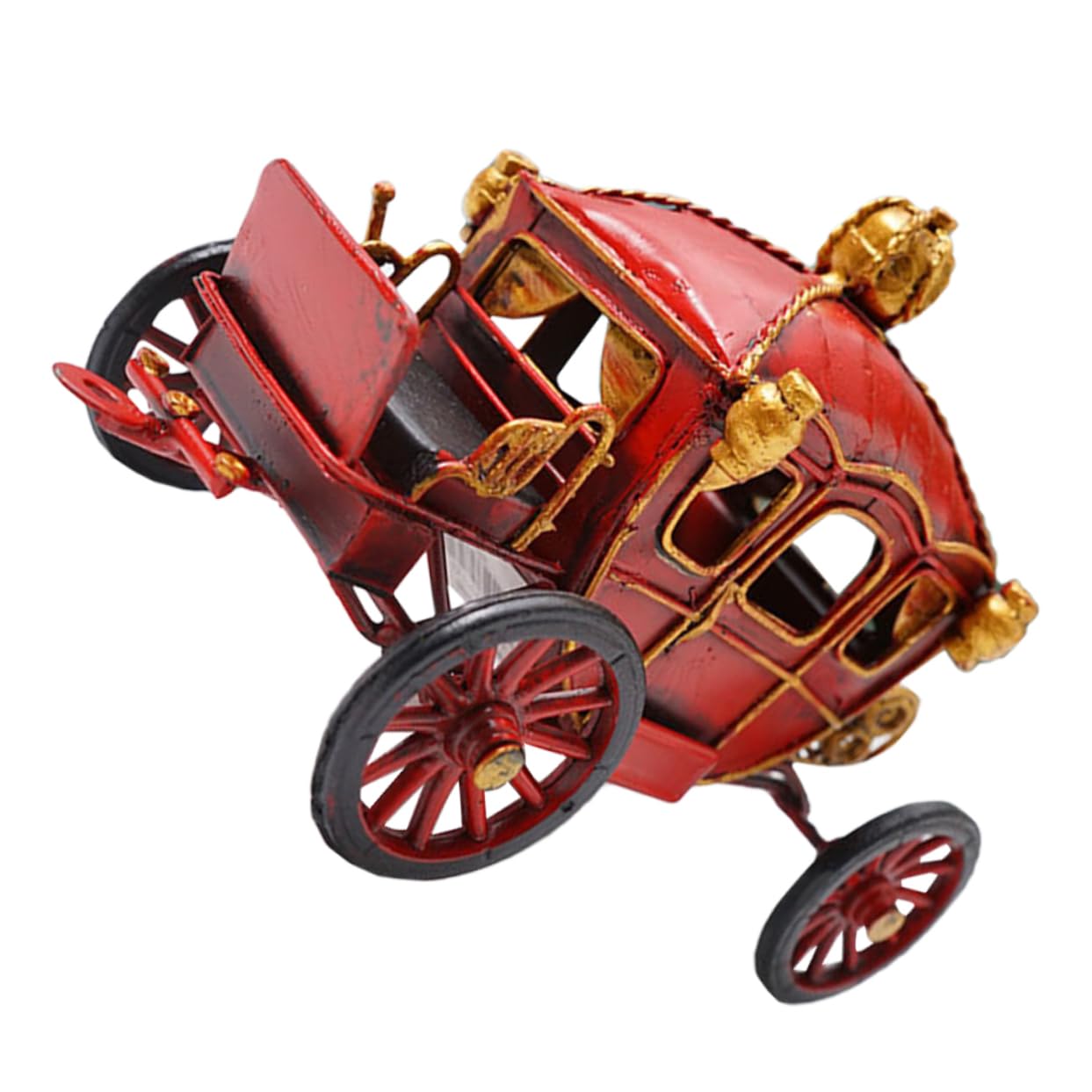 Amazon.co.jp: Amosfun レトロなカボチャ馬車置物 鉄製 赤い