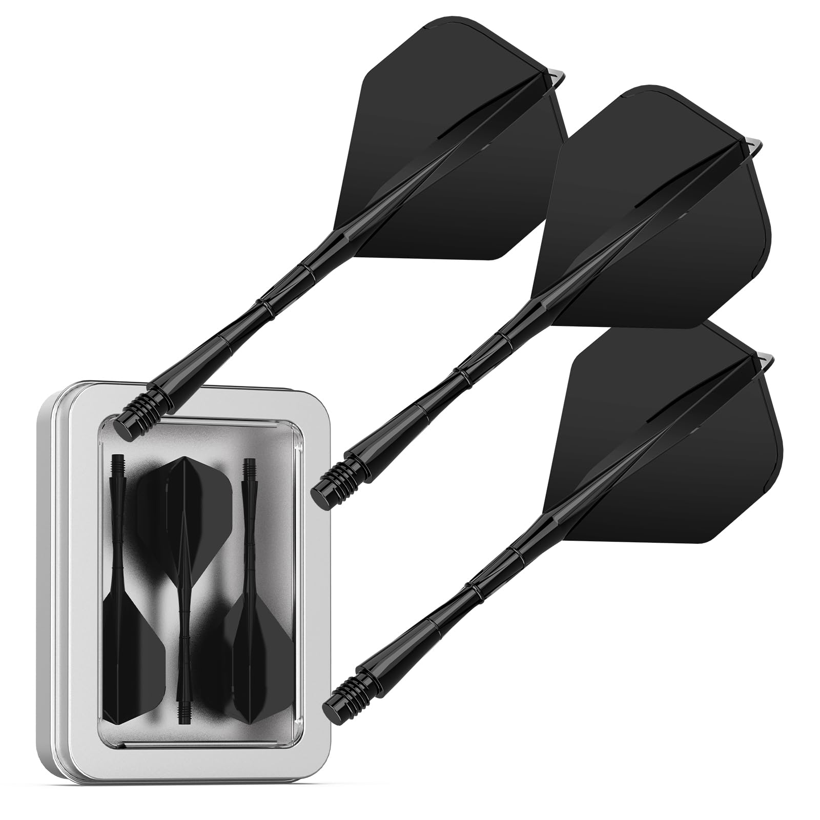 XAWU Integrated Dart Flights and Stems, 3 Pack, 2BA, 90° Moulded, Black