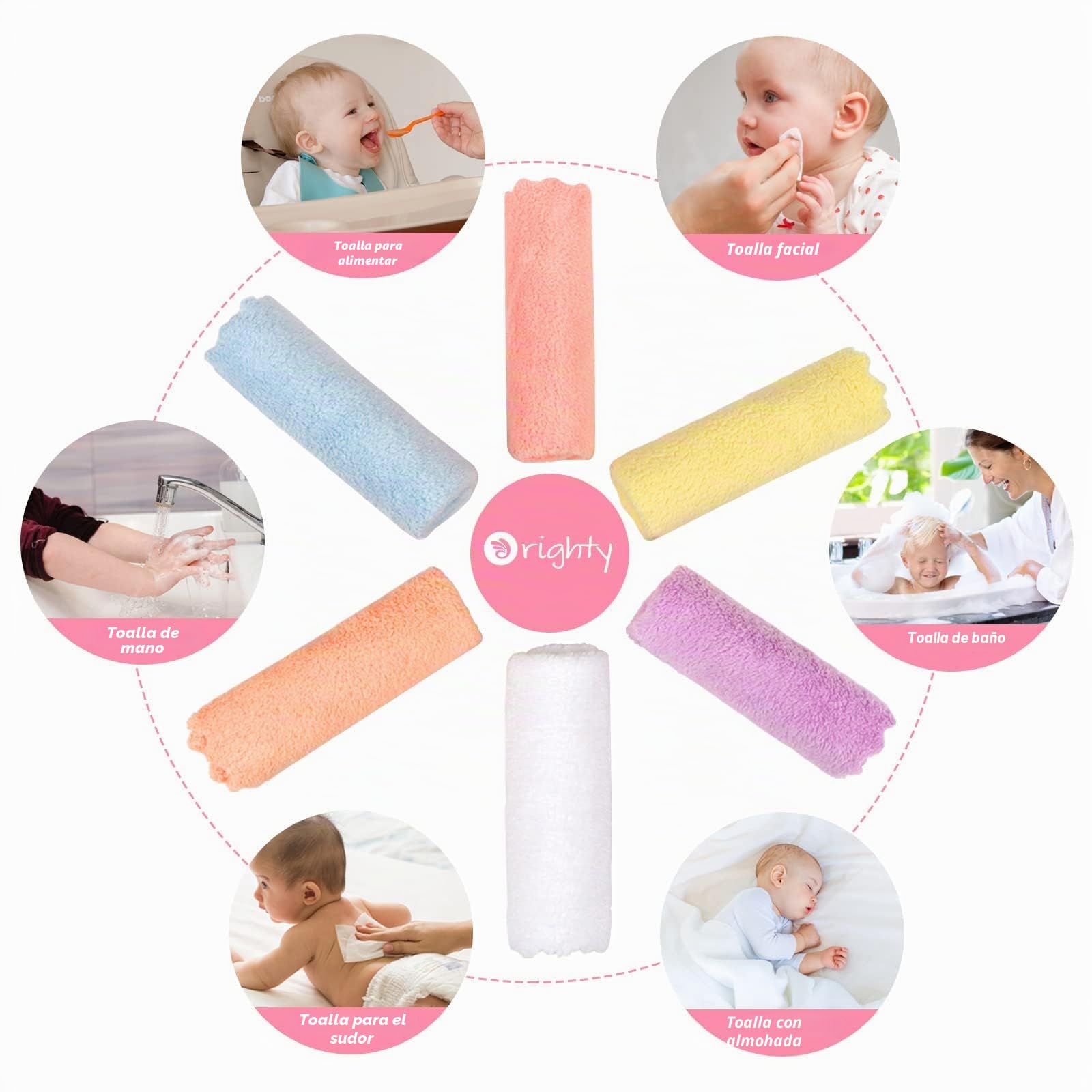 Orighty Paquete de 24 paños para bebé (7 x 9 pulgadas), toallas de microfibra de forro polar coral, paños de lavado súper suaves y absorbentes para recién nacidos, bebés y niños pequeños, suaves para