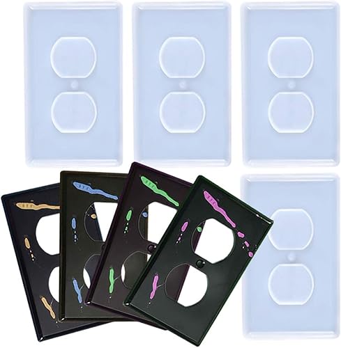 4 piezas de molde de silicona de resina para panel de interruptor de luz, cubierta de interruptor de salida de luz, molde de resina rectangular,