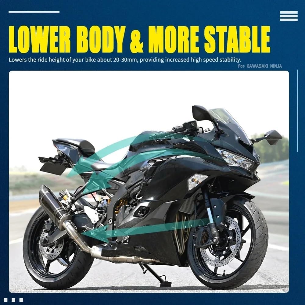 Amortiguador de suspensión trasera para motocicleta de 25mm, Kit de enlaces de descenso para asiento del cuerpo, compatible con Ninja ZX4R ZX4RR 2023-2024 Enlaces de descenso Bieletas Descenso Trasero