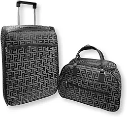 Kit Mala de Viagem Executiva Padrão Bordo + Mala de Mão Estampada Letra (Preto)