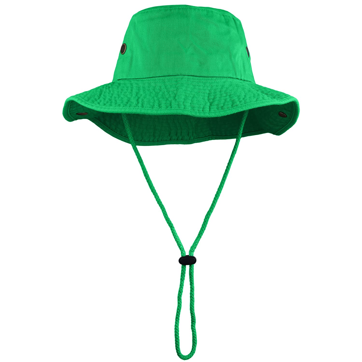 Sombrero de ala ancha para senderismo, pesca, safari, boonie, 100% algodón, protección solar UV para hombres y mujeres, actividades al aire libre, Verde Kelly, S/M
