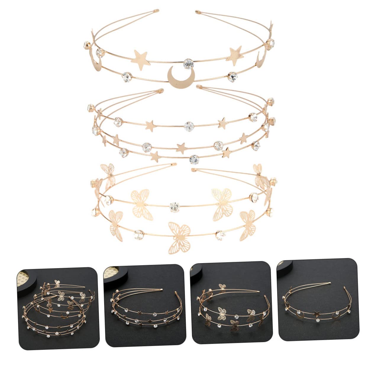 minkissy 12pezzi Fasce Per Cristallo Multistrato Stelle e Per Decorazioni Femminili Accessori Eleganti Per Donne e Ragazze Per Eventi e Cerimonie