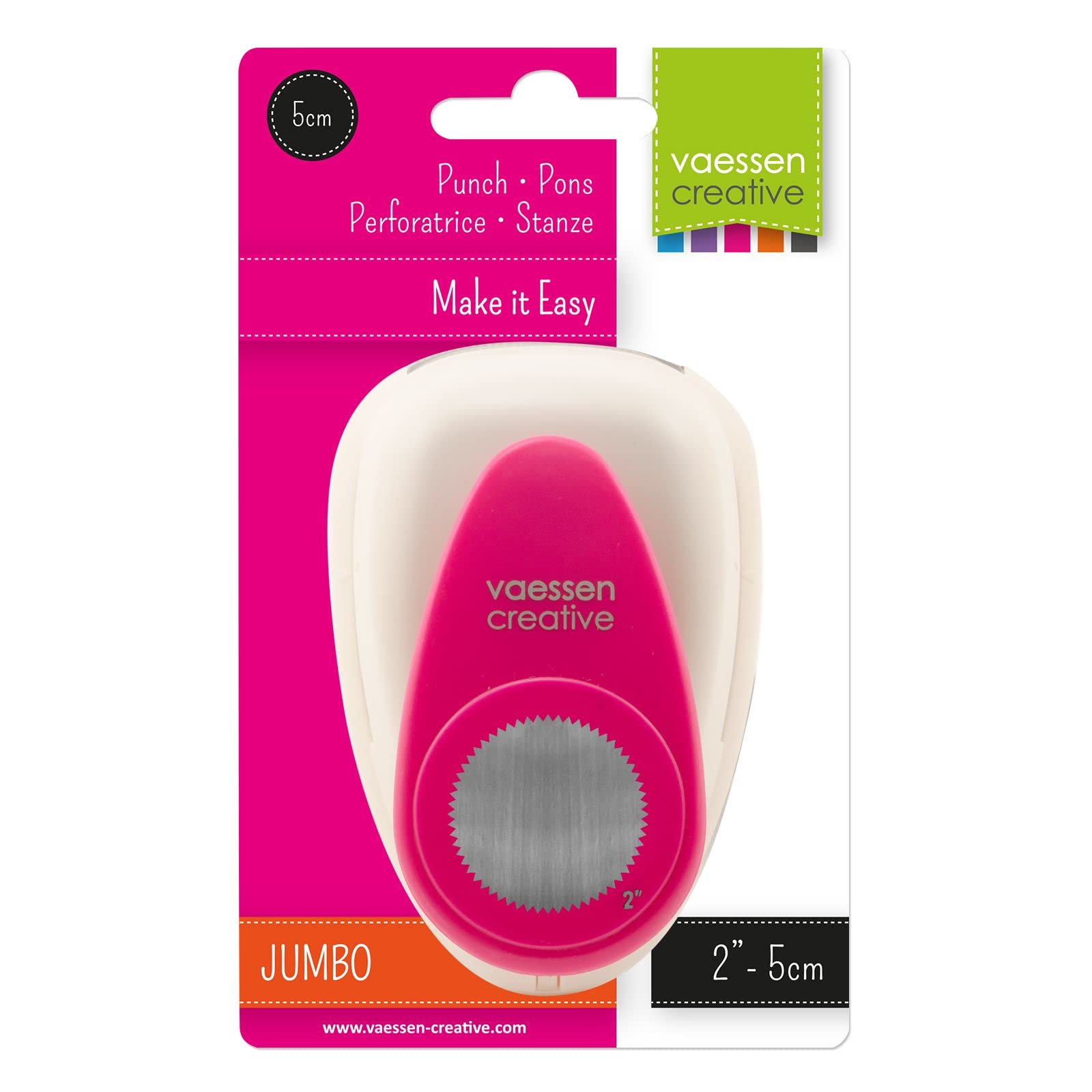 Knurled Circle Punch Jumbo 5 cm/2 ", Pink, 2 Inch - Image 4