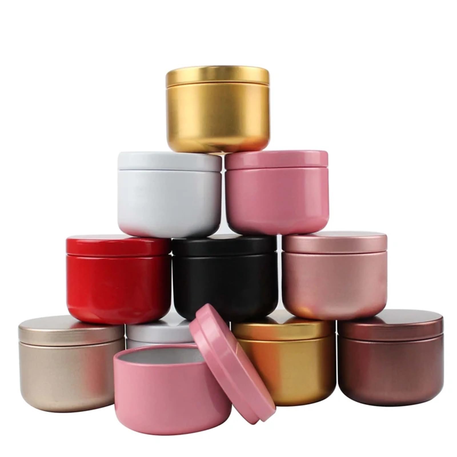 Aluminiowy okrągły słoik na świecę z pokrywką | Wielokolorowe 20/36/60 szt. Do wyrobu i przechowywania świec(Red,36pcs)