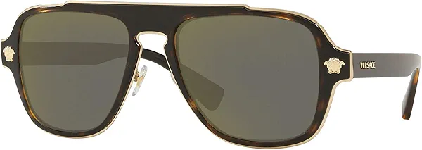 Versace VE 2199 12524T Havana Plastic Square Sunglasses Grey Mirror Lens