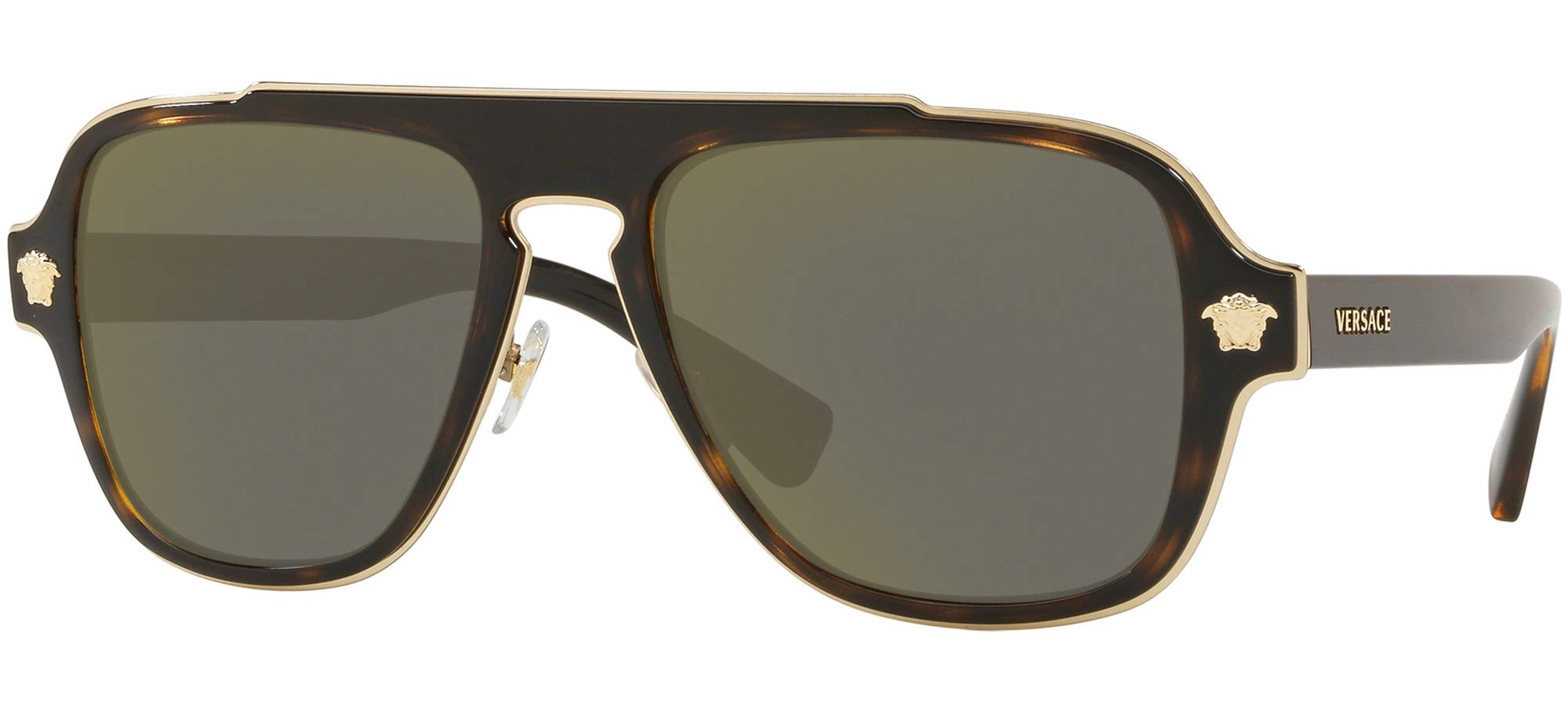 VersaceVE 2199 12524T Havana Plastic Square Sunglasses Grey Mirror Lens