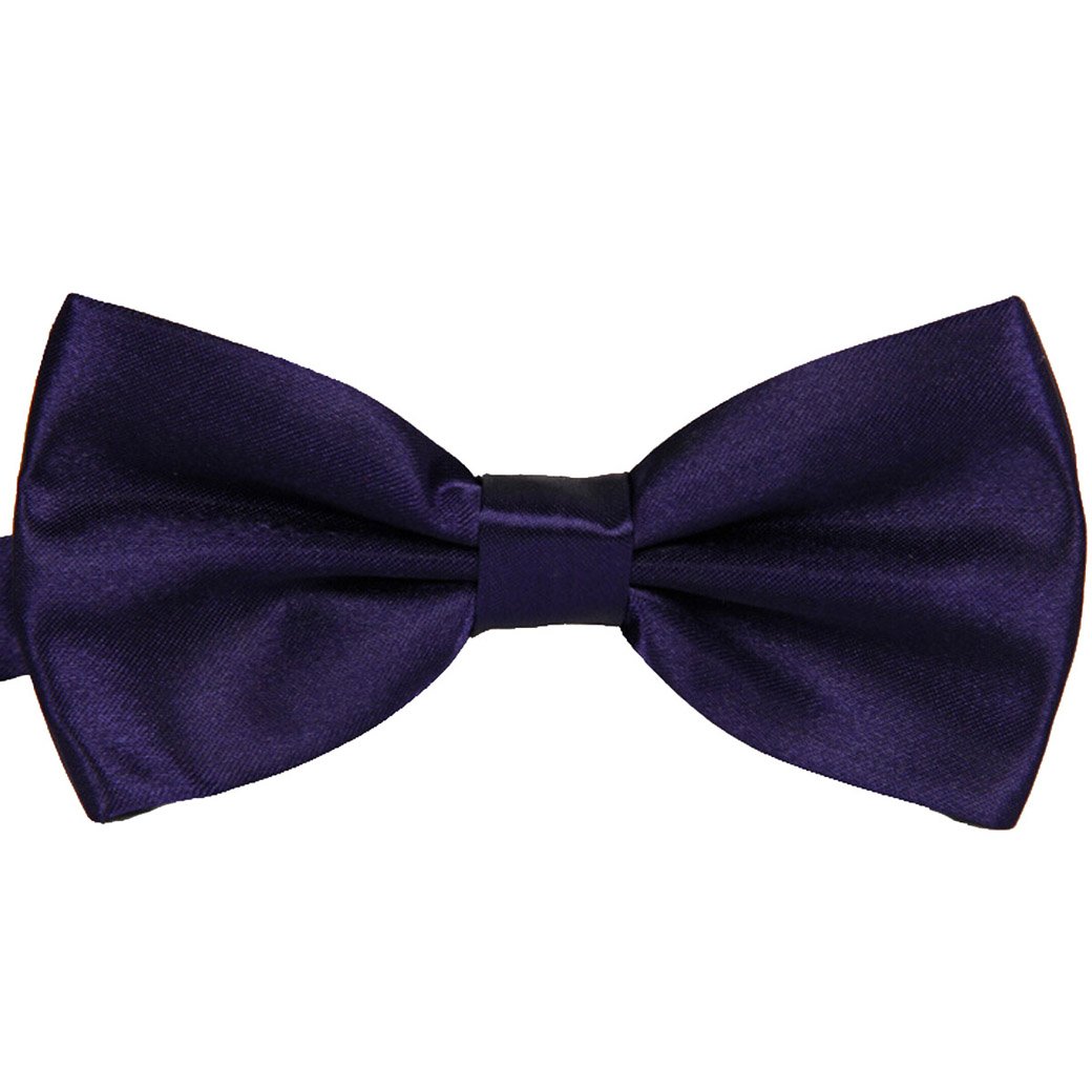 TANGDA Men Solid Tuxedo Satin Polyester Bow Tie BowTies - Purple