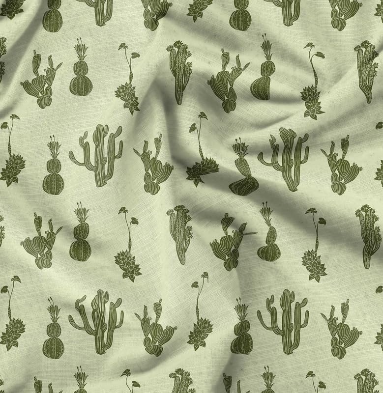 Soimoi Floral Print - Green, Premium Cotton Cambric Fabric - Medium Weight Material for Quilting, Kurtis, Blouse, Kids Clothing, Tunic, Curtains - 42" Inch Wide, 1 Meter