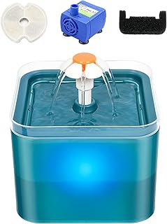 Henniu Fonte de água para gatos 2L 3 modos de água Fonte para animais de estimação com bomba silenciosa de LED para animais de estimação Fonte de água para animais de estimação Alimentadores l