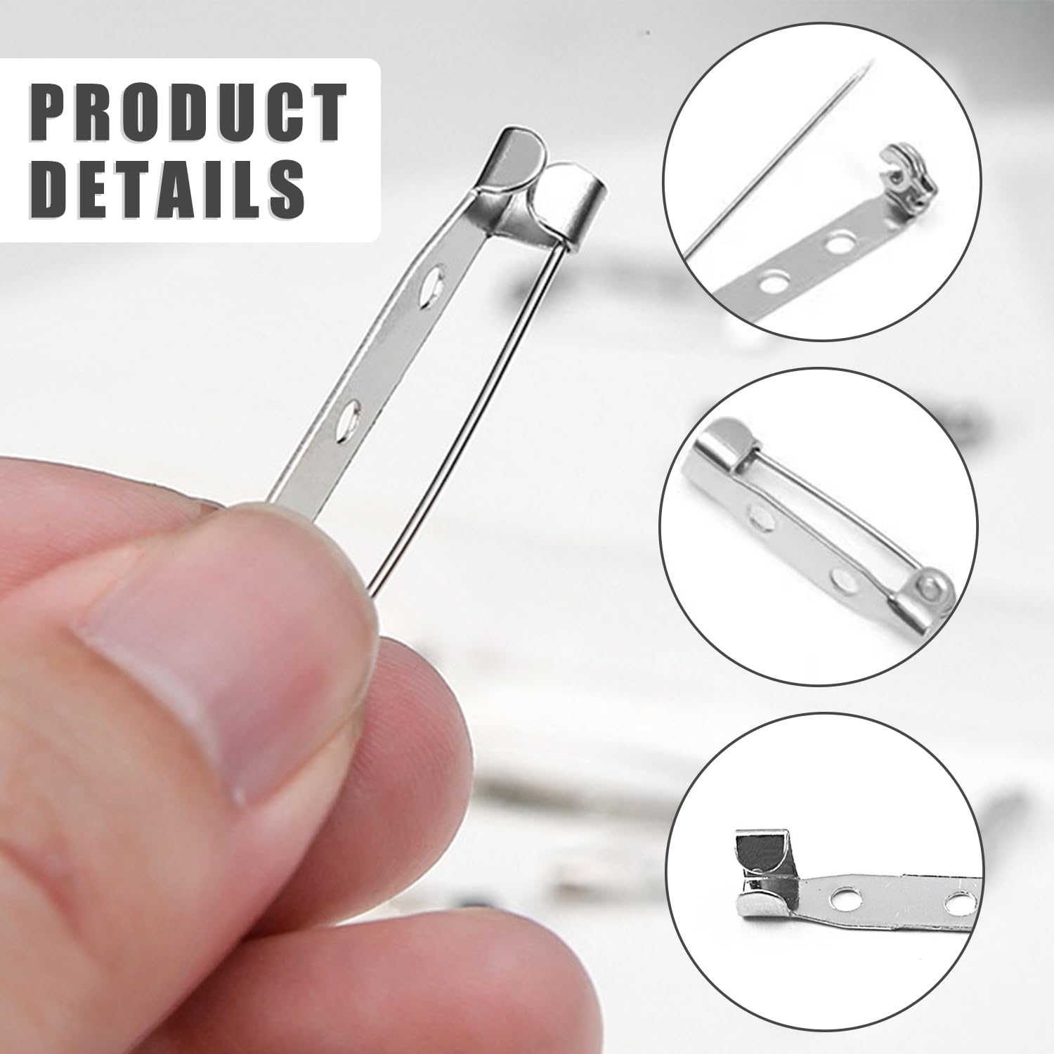 SYEYCW 250 Pcs Brooch Pins, Brooch Backs, Silver Badge Pin Backs, Brooch Clip Base Pins with Blank Safe Lock - Image 3