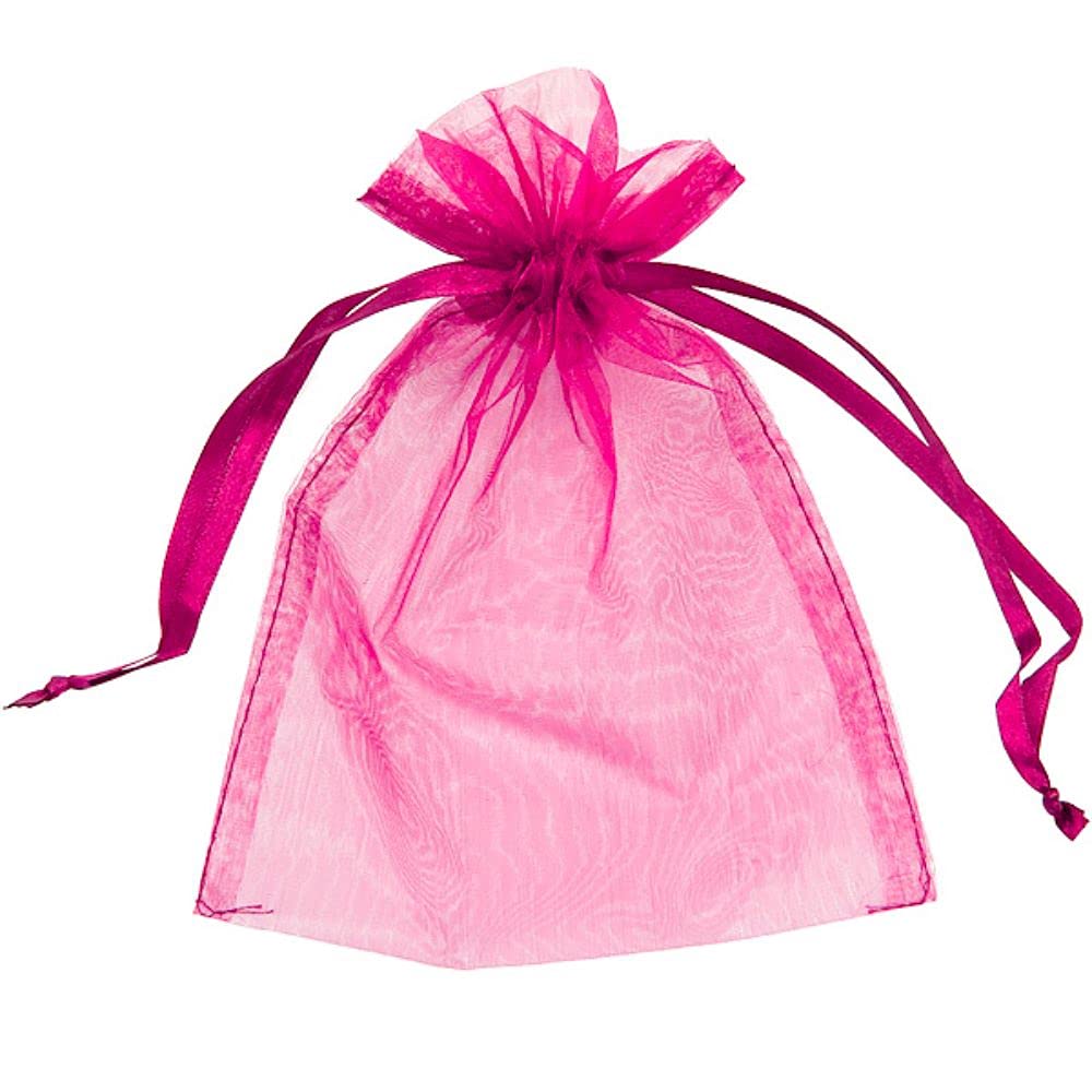 50 Sacchetti In Organza Rosa YunKo - 15,2x22,9 Cm, Con Coulisse, Per Bomboniere, Regali, Gioielli, Caramelle