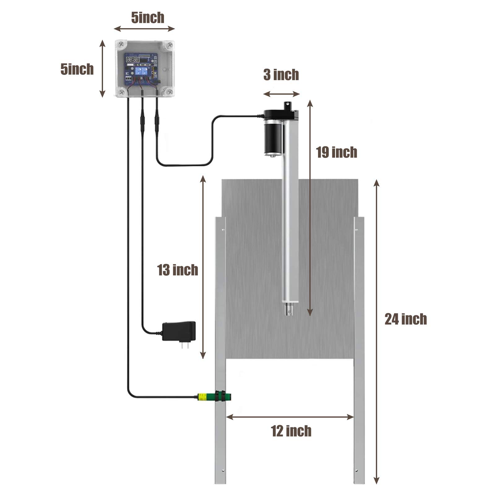 Apriporta Per Pollaio,Kit Di Apertura Automatica Per Porta Con Cursore 30x32cm Porta Per La Sicurezza Dei Polli (Timer)