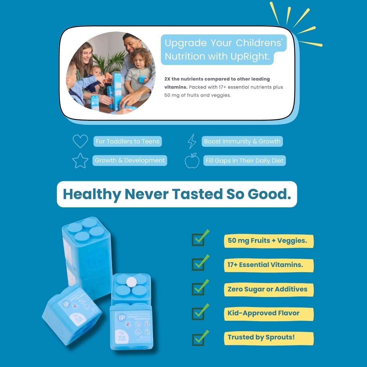 Children's Multivitamin | 30 Day Supply | Chewable, Sugar-Free | 17+ Essential Vitamins & Minerals with 50mg of Fruits & Veggies - Image 4