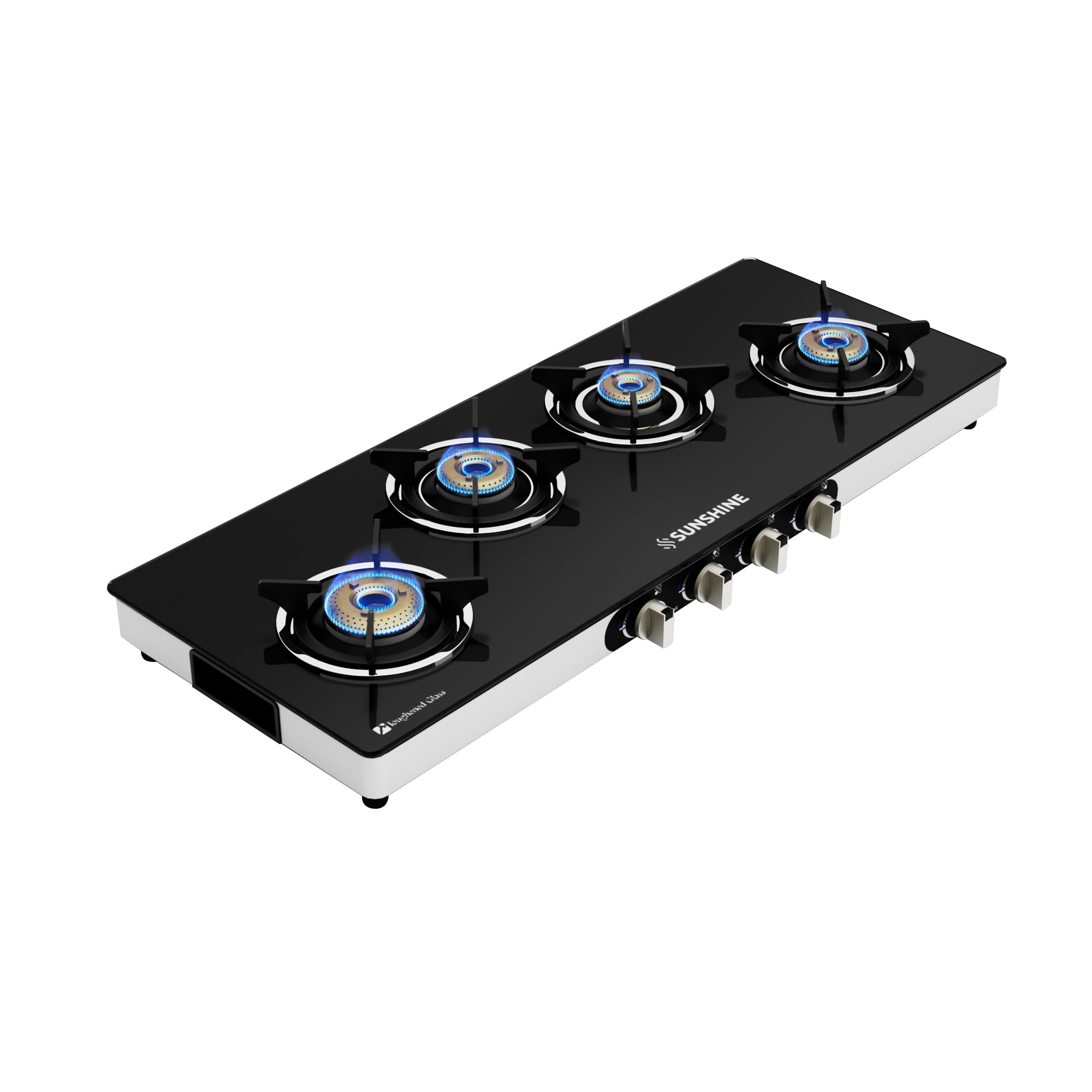 Sunshine Olympic 4 Burner Gas Stoves Manual Ignition Glass Top (Black SS, ISI Certified) kitchen cooking lpgstove cooktop-image-12