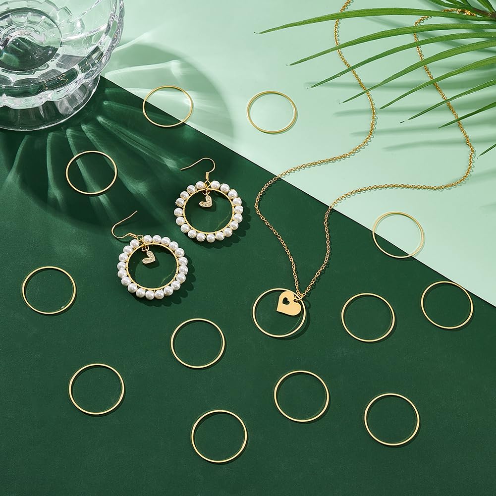 UNICRAFTALE 200 pz 25mm anelli di Collegamento in Ottone Cerchio Cavo Castone Pendente Cornice Rotonda Dorata anelli Piatti Connettori Gioielli per Orecchini Collane Creazione di Gioielli