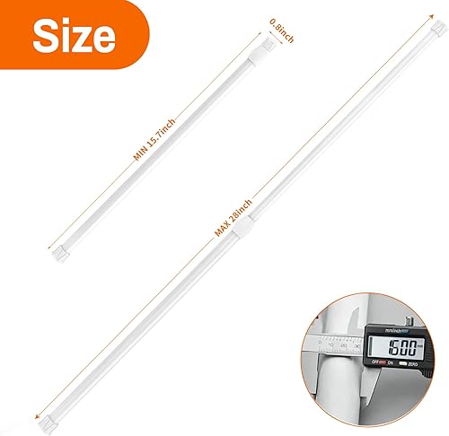 Miniatura 2 de Paquete de 6 barras de cortina de tensión de resorte de longitud ajustable para cocina, baño, armario, armario, ventana, estantería, proyectos de