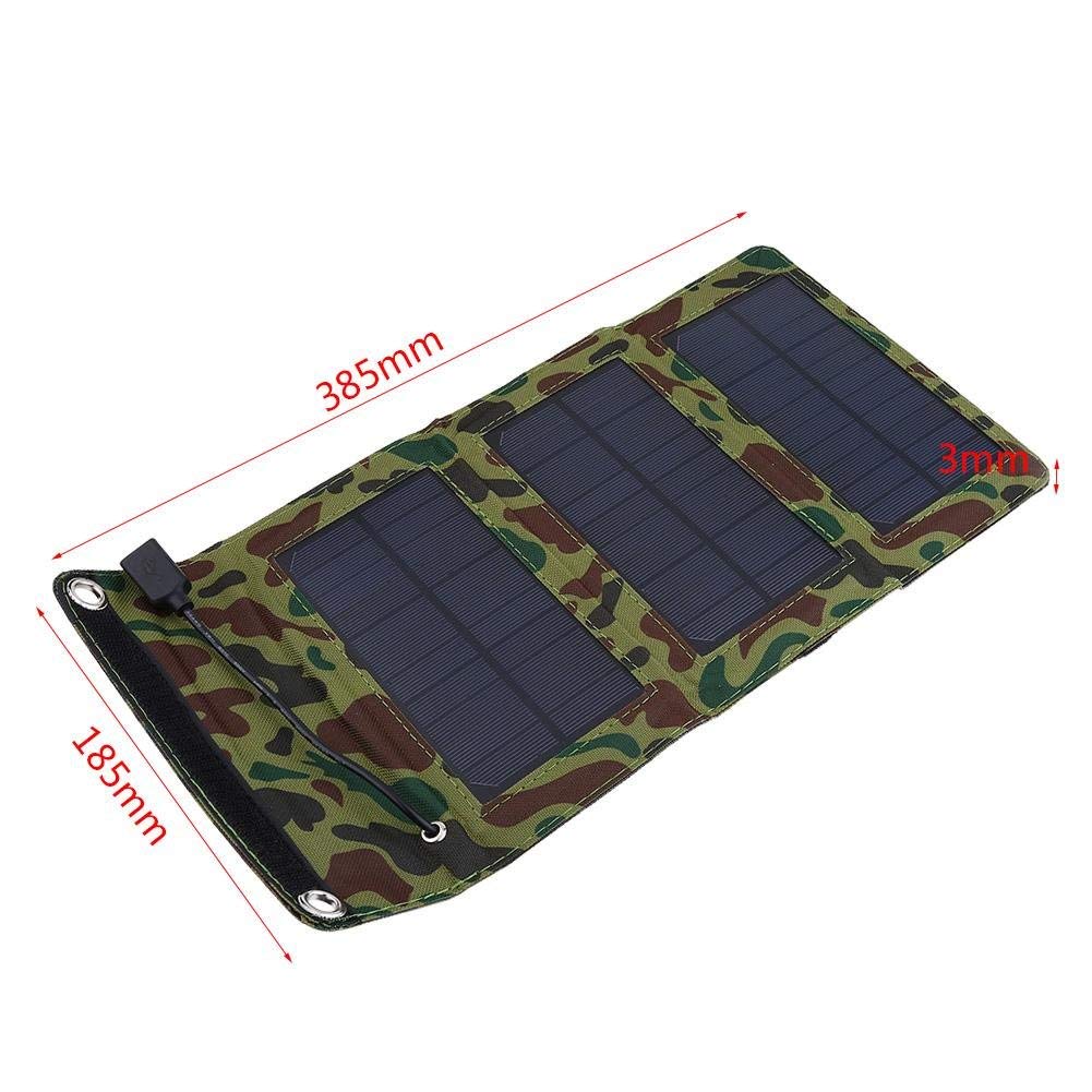 Caricatore Portatile Pieghevole per Pannello Solare 5W 5V Caricatore Portatile per Telefono Portatile USB Power Bank per Esterno per Il Campeggio