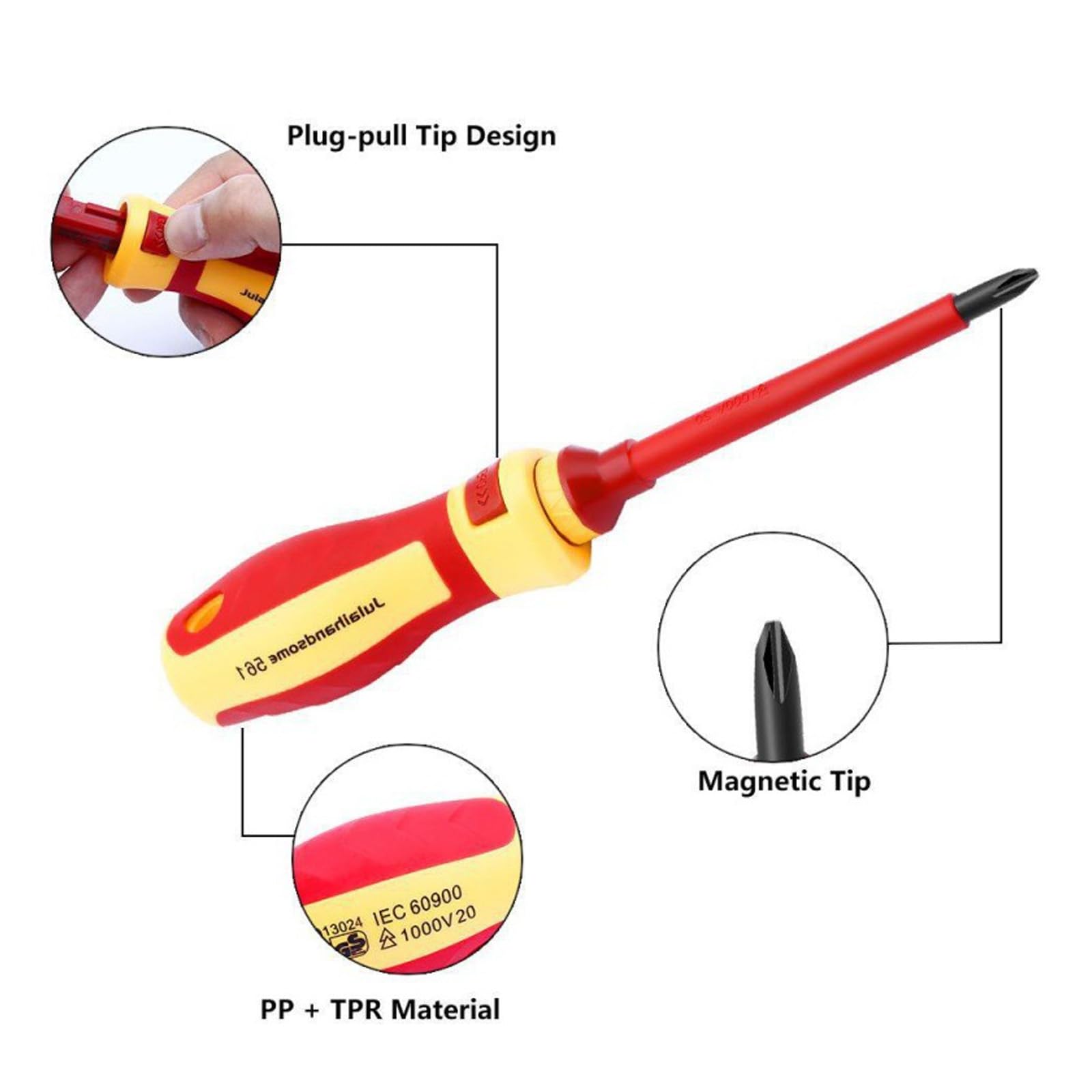 Ensemble de tournevis isolés 13 en 1 haute tension 1000 V avec sac de rangement pour électriciens, réparation à domicile, tournevis isolé de qualité électricienne