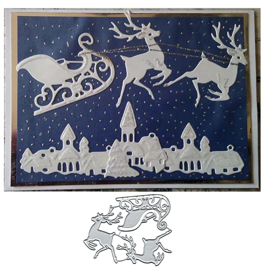BeetirryHu Christmas Deer Metal Die Cuts Cutting Dies, Paper Cards Cutting Dies, DIY Embossing Card Making, Book Tags, Decorative Paper Dies, Scrapbooking