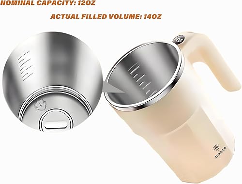 Miniatura 8 de Taza mezcladora eléctrica de 12 onzas, recargable, regalo para los amantes del café y uso en la oficina (negro)