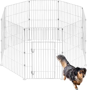 Amazon | by Amazon ペットサークル ドア付き マットホワイト 幅
