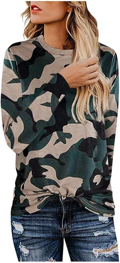 Camo Shirts for Women, Misaky Casual 