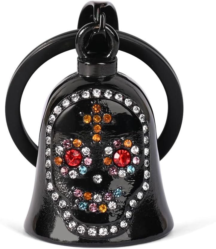 Motorcycle Bell: Sugar Skull Gremlin Bells for Motorcycles - Guardian Bell Keychain with Key Ring | Biker Riding Accessory Bell for Luck All Your Life, Biker Bell Gifts for Men and Women