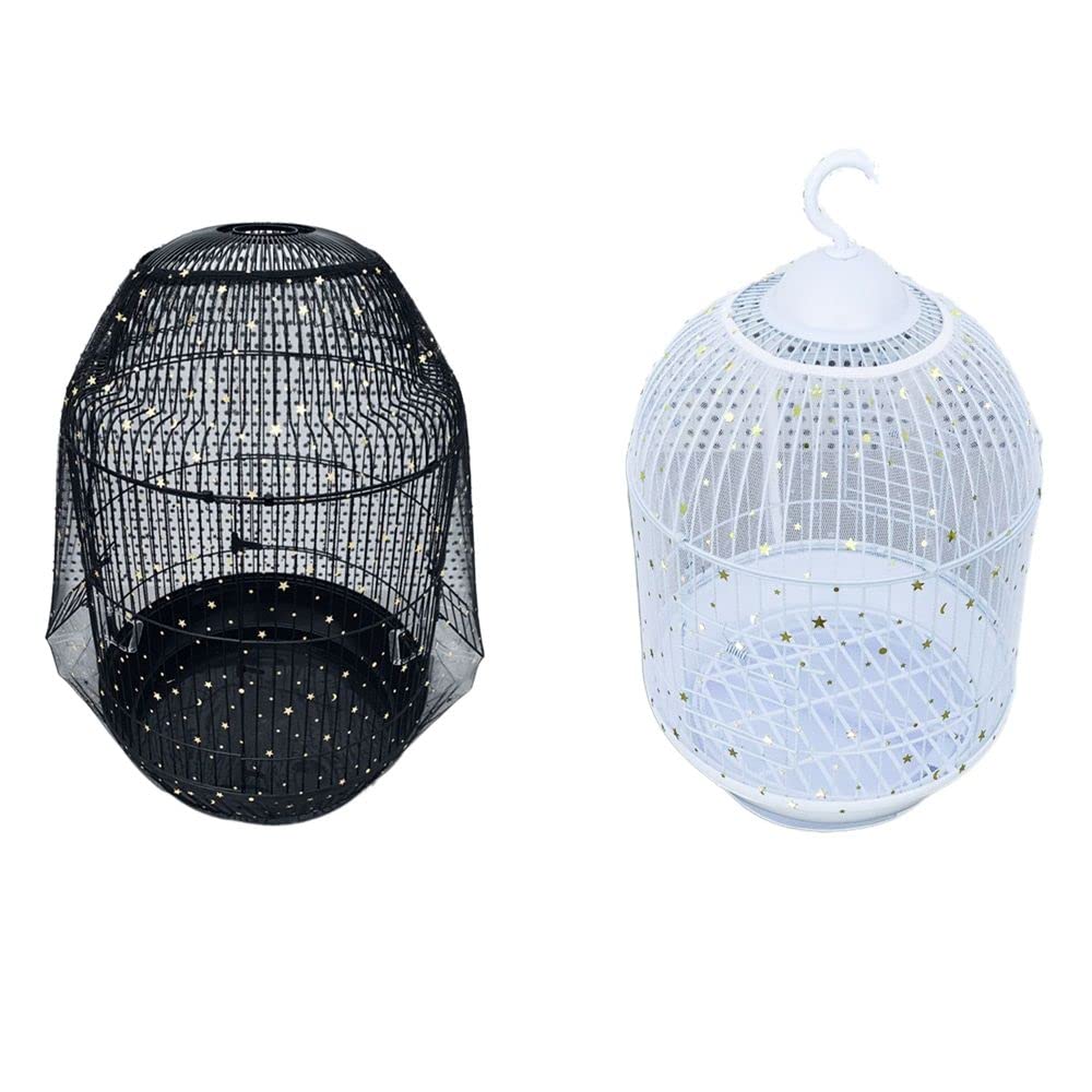 gofidin 2 Pieces Large Nylon Mesh Bird Cage Cover Parrot Cage Mesh Net Cover Easy Cleaning Seed Catcher Guard for Round Square Cages