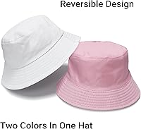 Vista 40 de PFFY Bucket Hat for Women Men Cotton Summer Sun Beach Fishing Cap Negro/Rojo (reversible)