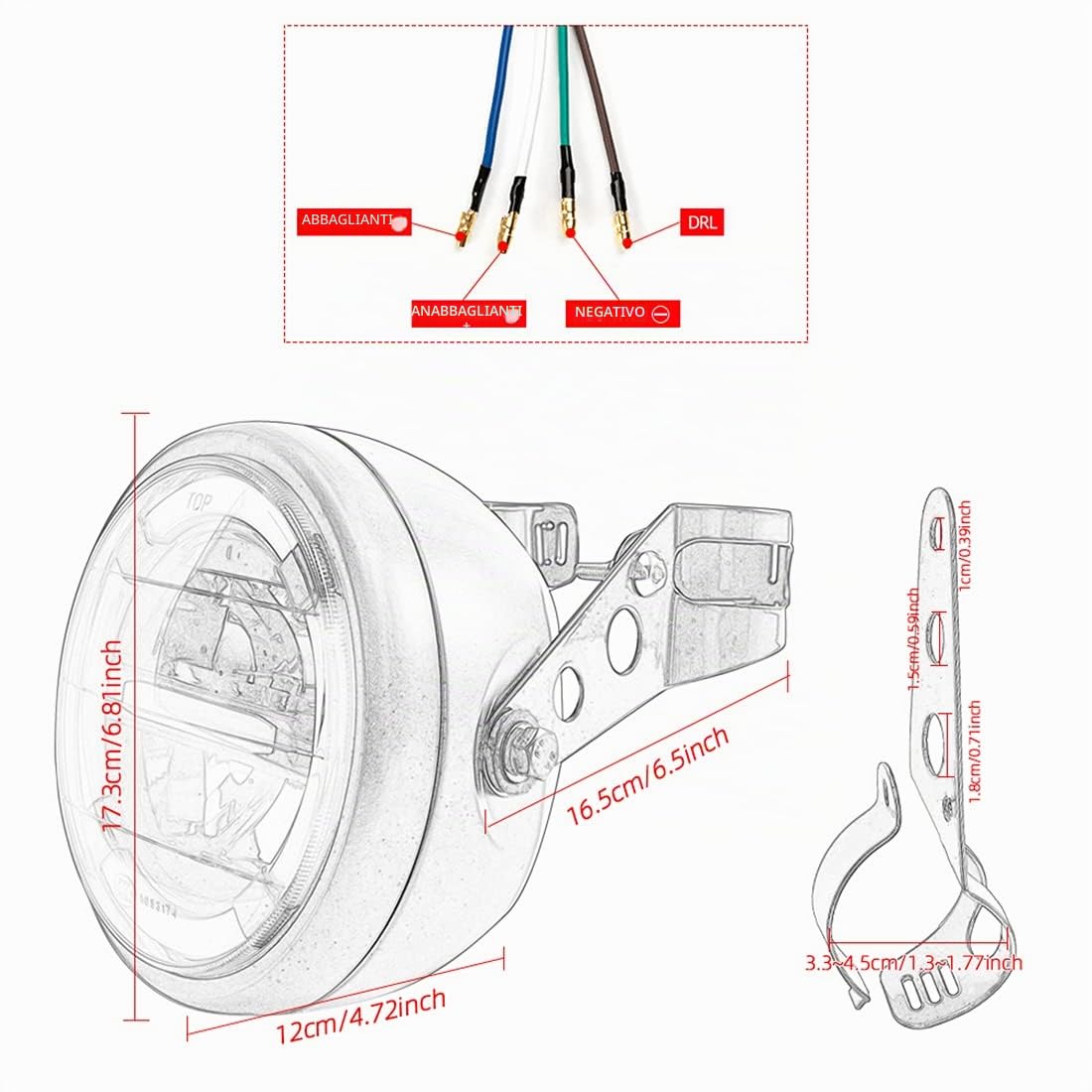 Set di fari per moto universali a LED con luci diurne a luce bianca per Cafe Racer Bobber Chopper