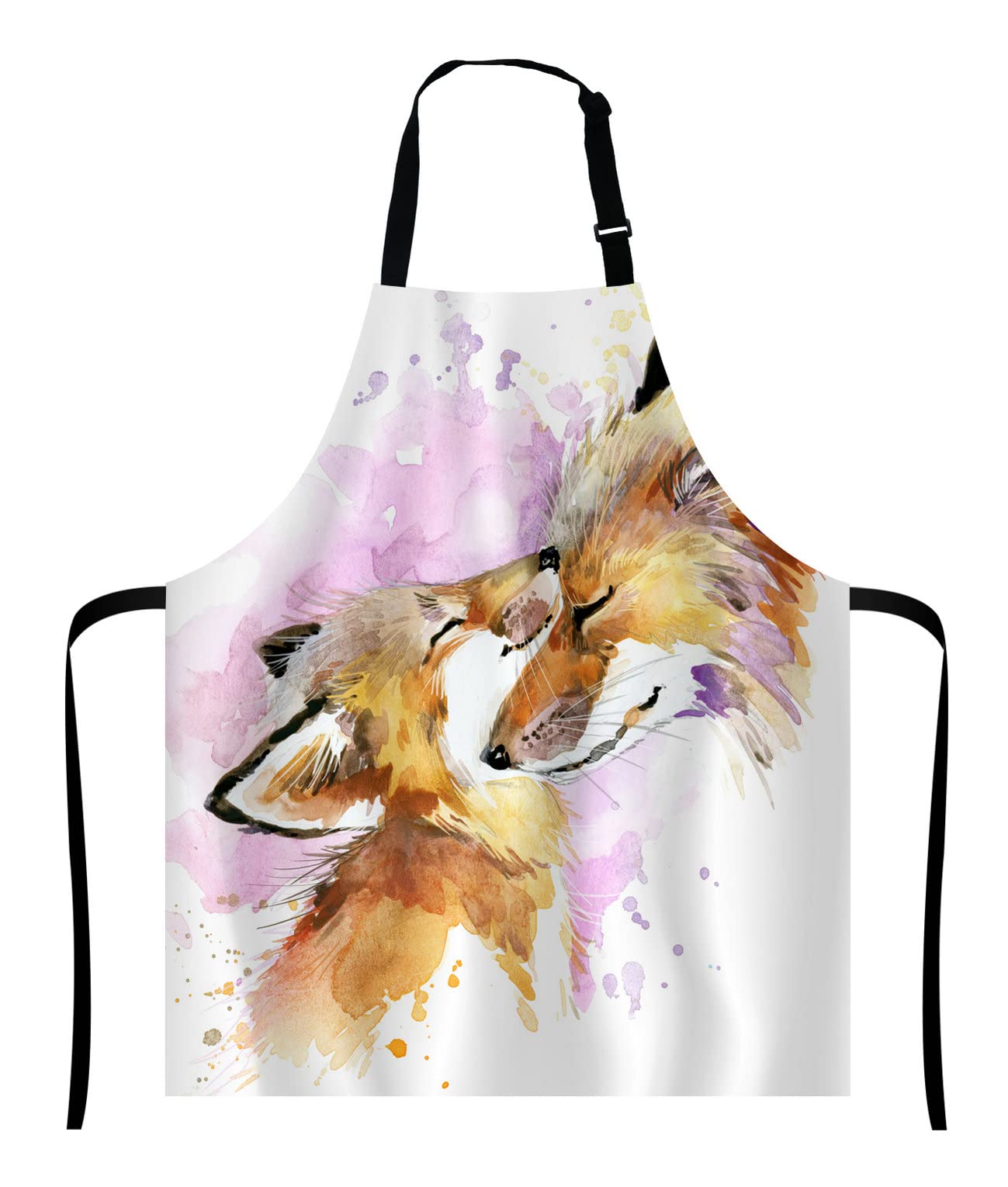 Wasach Unisex Infant Multi 17 Watercolor Fox And Baby Fox Kitchen Cooking Bbq Chef,Funny Apron For Men, Women And Dad Presents, Presents For Men Birthday, Mothers Day Presents For Mom, Wife, Husband, Brother, Friends
