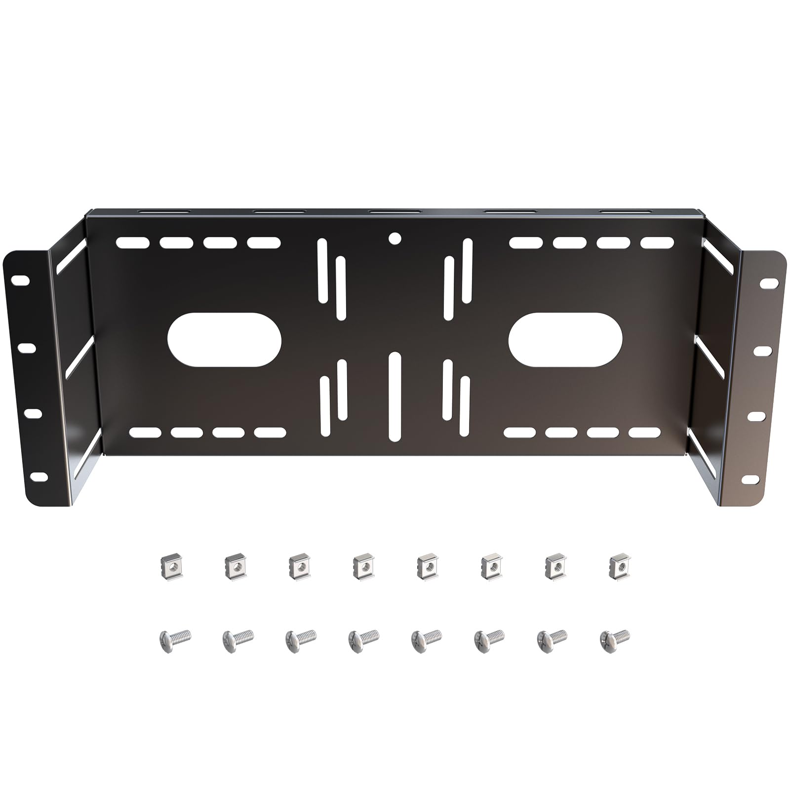 SPSVR-M01 Support de moniteur VESA 4U – Convient aux armoires serveurs de 19 pouces, support d'écran LCD VESA universel pour écran LCD 75 x 75 et 100 x 100 mm, profondeur réglable en acier, noir