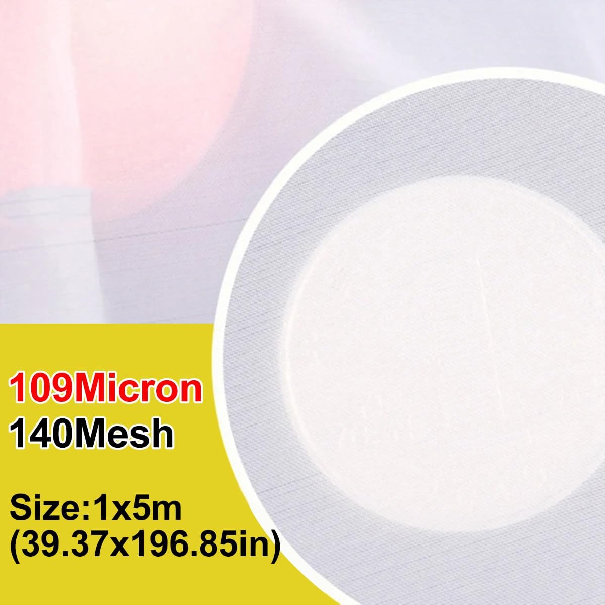 140 Mesh 109 Micron Food Grade Nylon Mesh Filter Woven Net Fine Filter Mesh for Food Paint Home Brewing 39.37x196.85 Inch