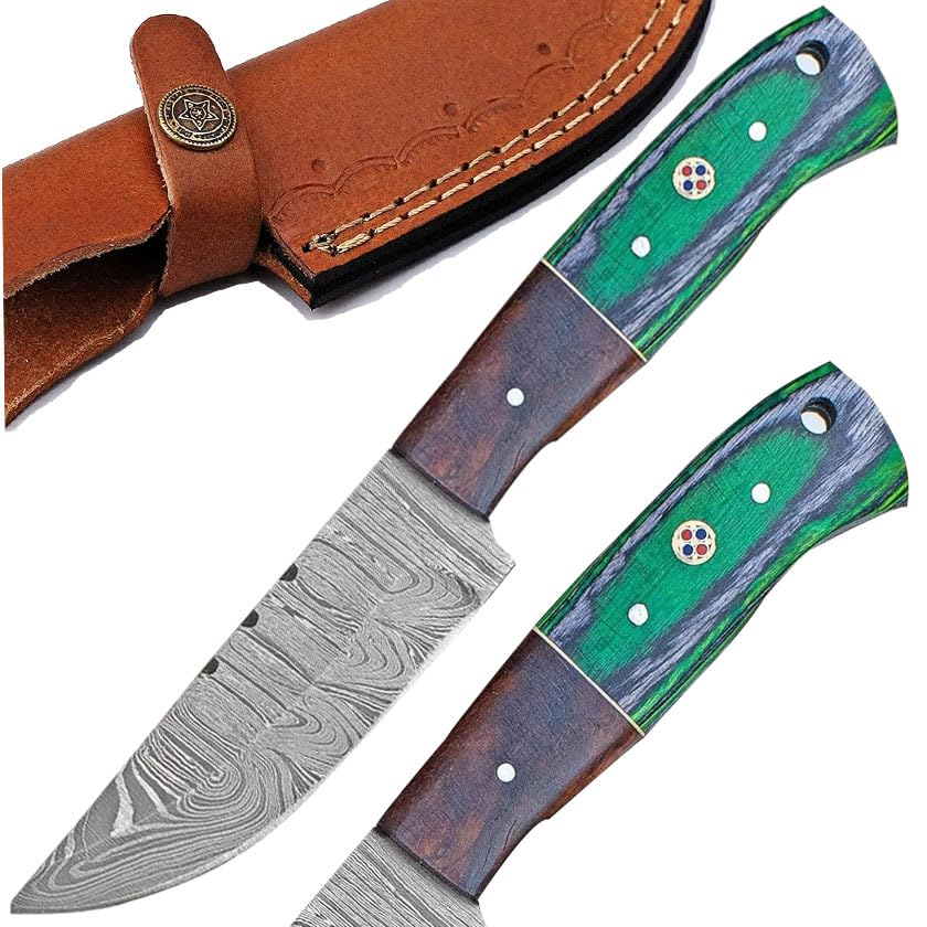Custom Handmade Fixed Blade Hunting Knife - 9 Inch hand Forged Full Tang Knives For Hunting, Outdoor Camping, Hiking, Fishing, Bushcraft Knives With Leather Sheath. (Rose Wood)