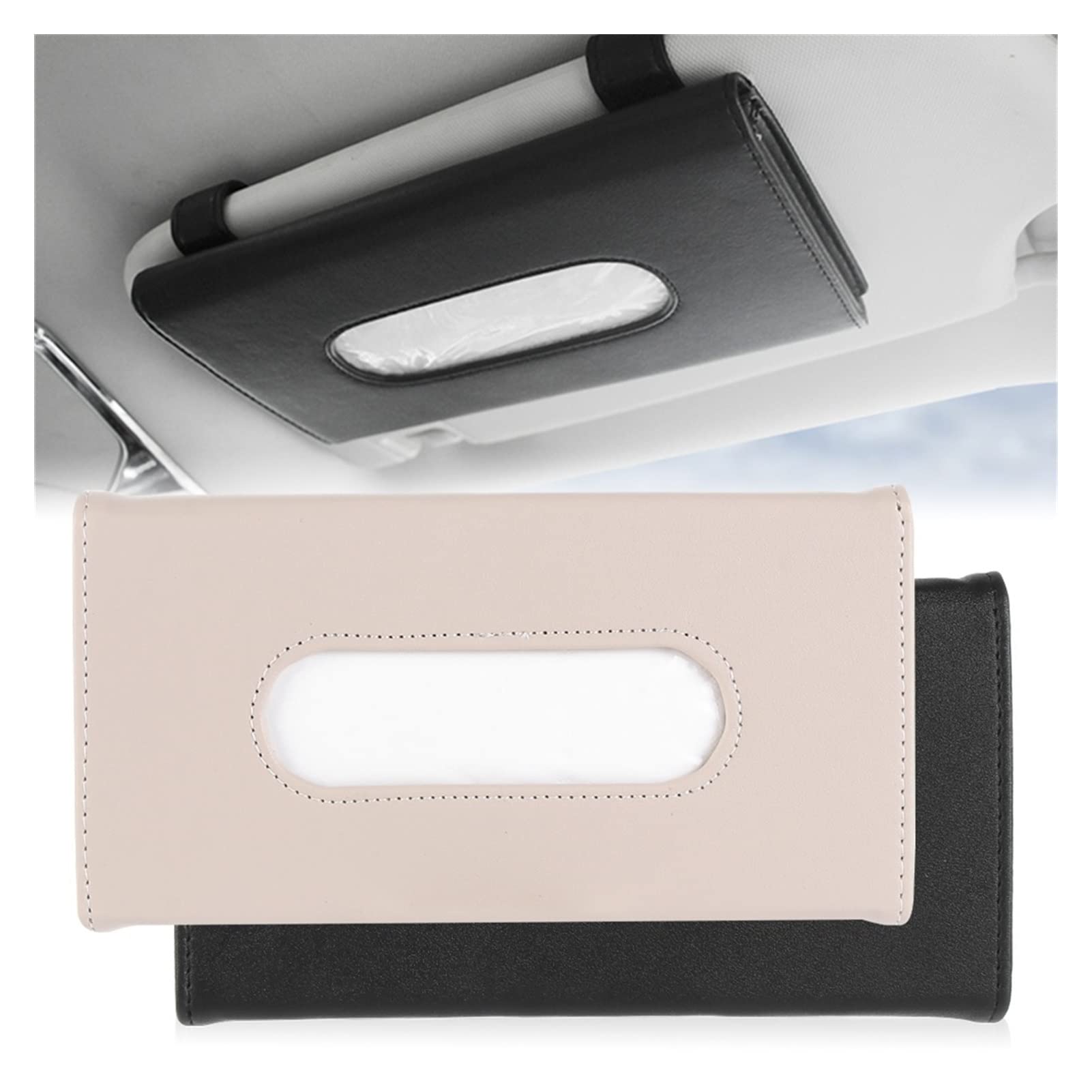 Porta Fazzoletti Auto | Con Cristalli | In Pelle | Da Appendere Al Parasole - Foto 4