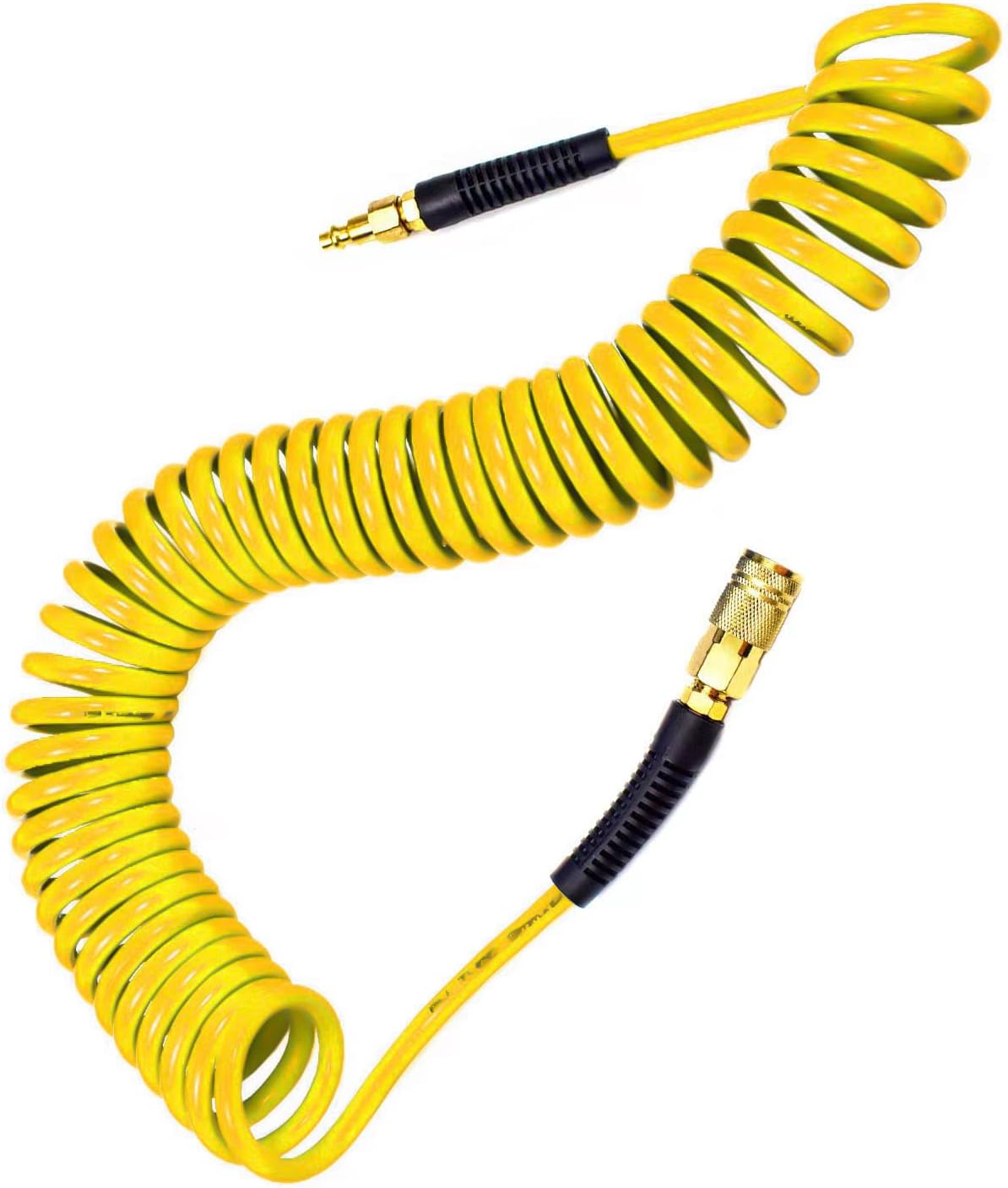 YOTOO Polyurethane Recoil Air Hose 1/4" Inner Diameter by 25' Long with Bend Restrictor, 1/4" Industrial Quick Coupler and Plug, Yellow : Everything Else