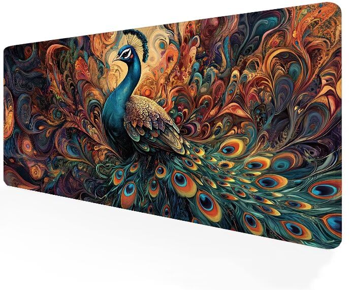 Grand tapis de souris paon XXL une idée cadeau originale pour bureau