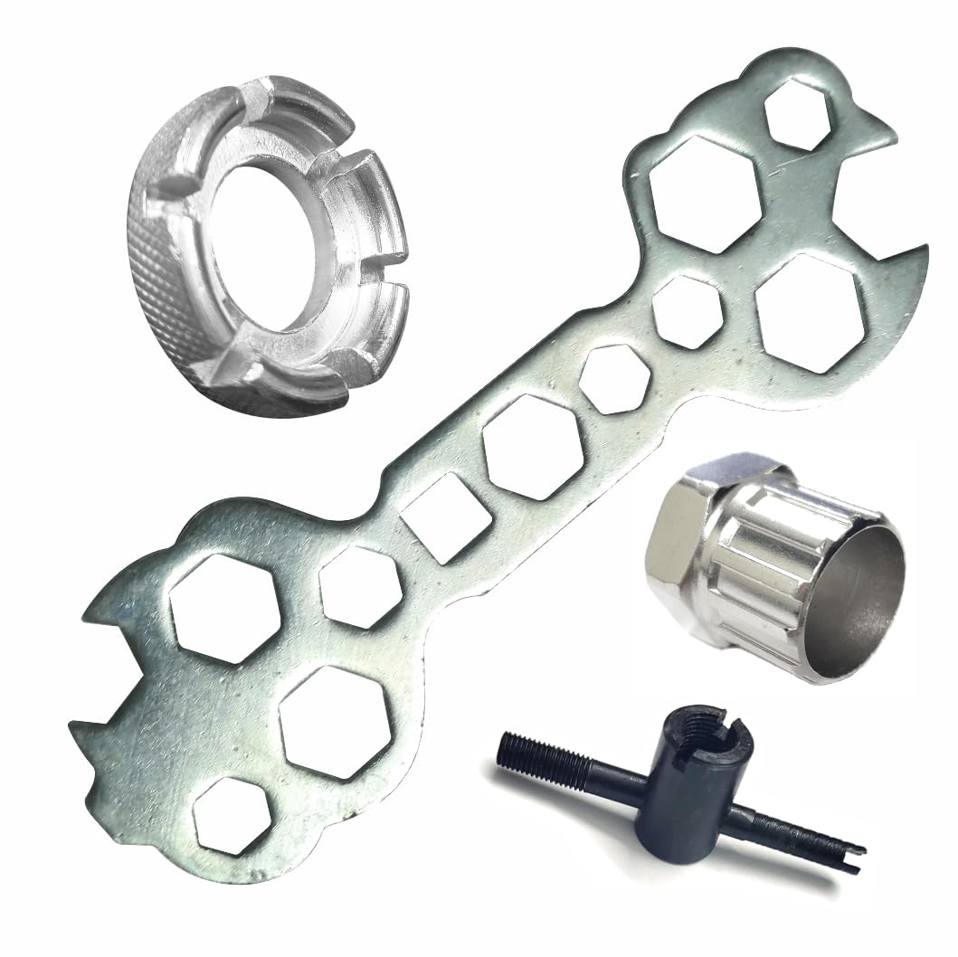 LORWADIYA Cycle Tool Set 13 in 1 Spanner, Spoke Key, Valve and Freewheel Tool Bicycle Repair Tools Combo-image-1