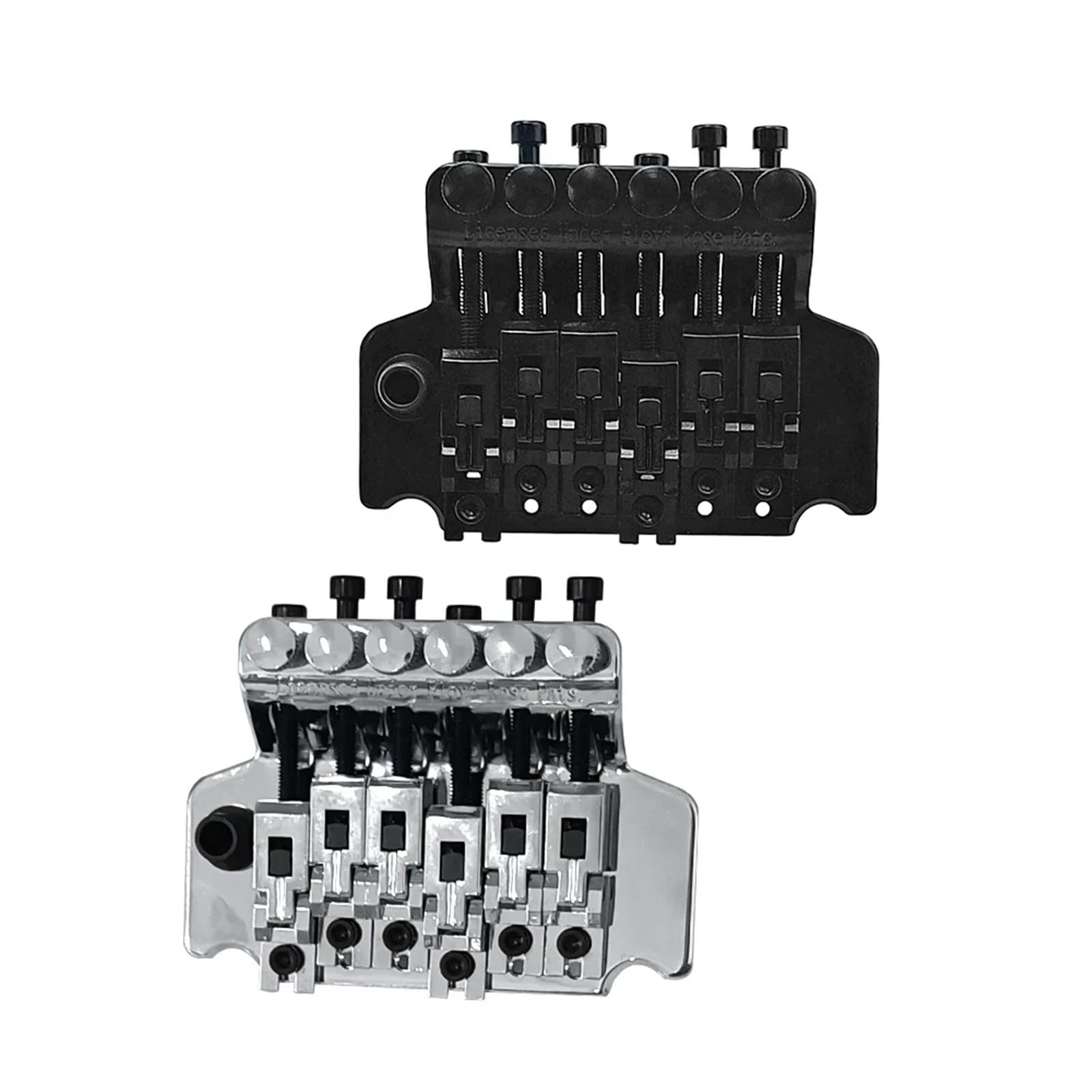 6-saitiges Doppel-Roll-Saitenhalter-Sattel-Tremolo-Brückensystem for den Ersatz elektrischer Gitarren(Zwart)
