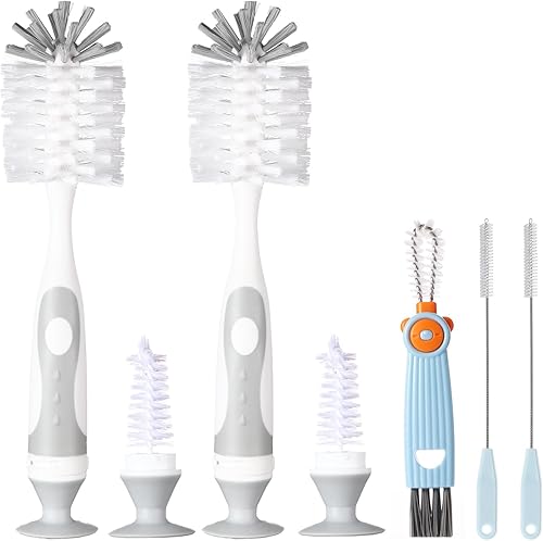 Juego de cepillos de limpieza 5 en 1, limpiador de cepillos de botellas, cepillo de limpieza multifuncional, cepillos para botellas de agua para